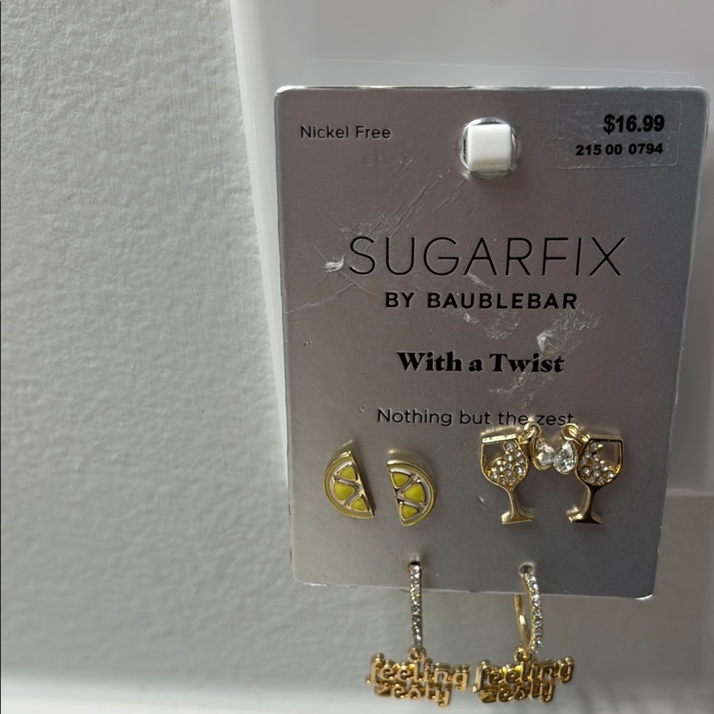 BaubleBar Gold Earrings Set with Stud Dangle and Unique Shapes